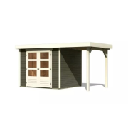 fából készült kerti ház KARIBU ASKOLA 3 + egy menedéket 150 cm (23497) terragrau LG3228