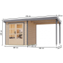 hibrid kerti ház KARIBU JUPITER 2A (12338) natur / világosszürke + menedék 219 cm LG4970