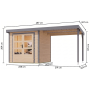 hibrid kerti ház KARIBU JUPITER 3,5A (12372) natur / világosszürke + menedék 219 cm LG4997