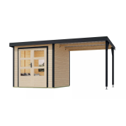 hibrid kerti ház KARIBU JUPITER 3A (12348) natur / antracit + menedék 219 cm LG4982